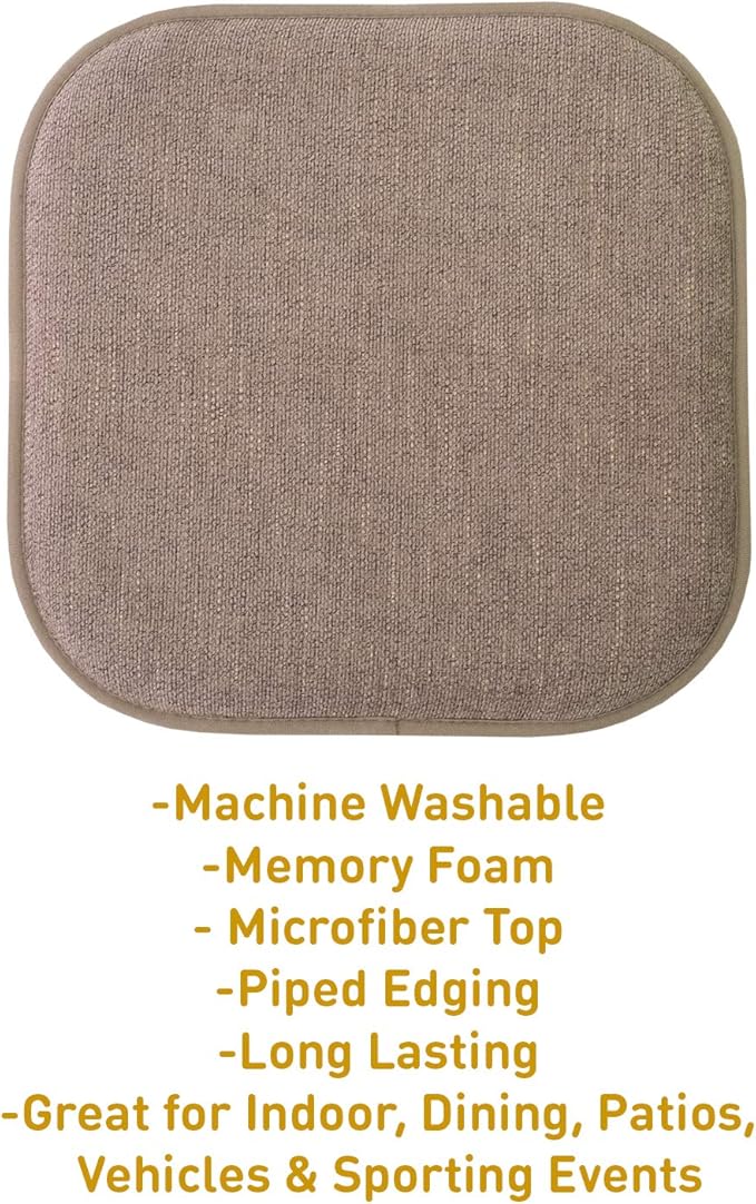 Sweet Home Collection Chair Cushion Memory Foam Pads Honeycomb Pattern Slip Non - Image 3
