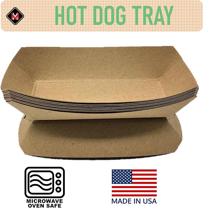 Mr Miracle 7 Inch Paper Hot Dog Tray in Kraft Paper. Pack of 100. Disposable - Image 4