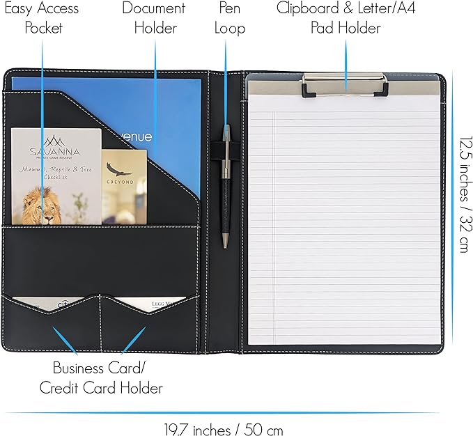 STYLIO Padfolio Folder with Removable Clipboard | Portfolio Organizer | Binder - Image 4