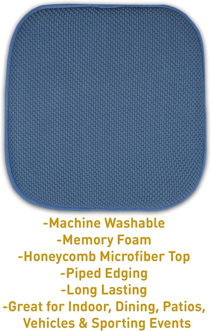 4 Pack Memory Foam Honeycomb Nonslip Back 16" x16" Chair/Seat Cushion Pad - Image 3
