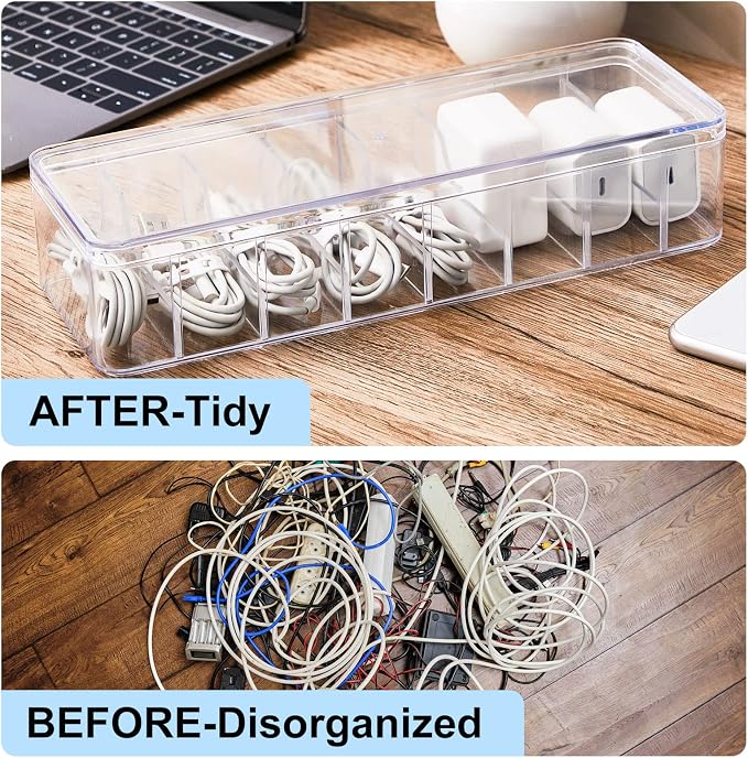 Tatuo 8 Pcs Cord Organizer for Drawer Desktop, Cable Organizer Box - Image 6
