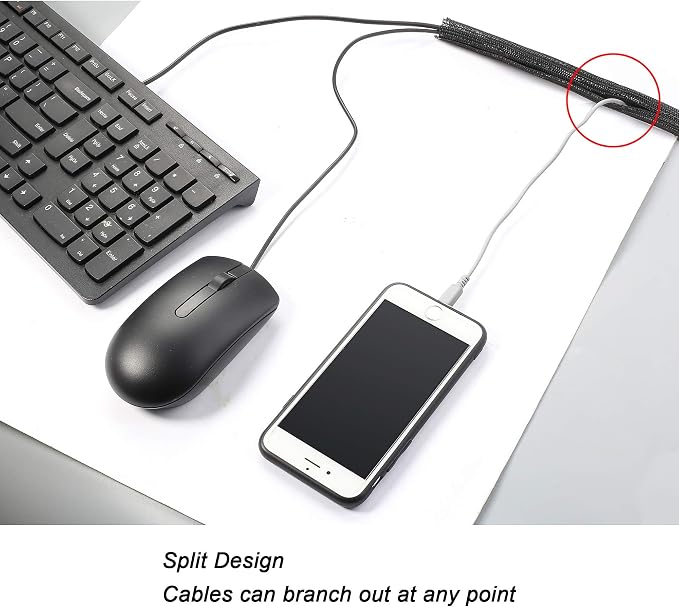 10ft - 1/2 inch Braided Cable Management Sleeve Cord Protector - Self-Wrapping - Image 3