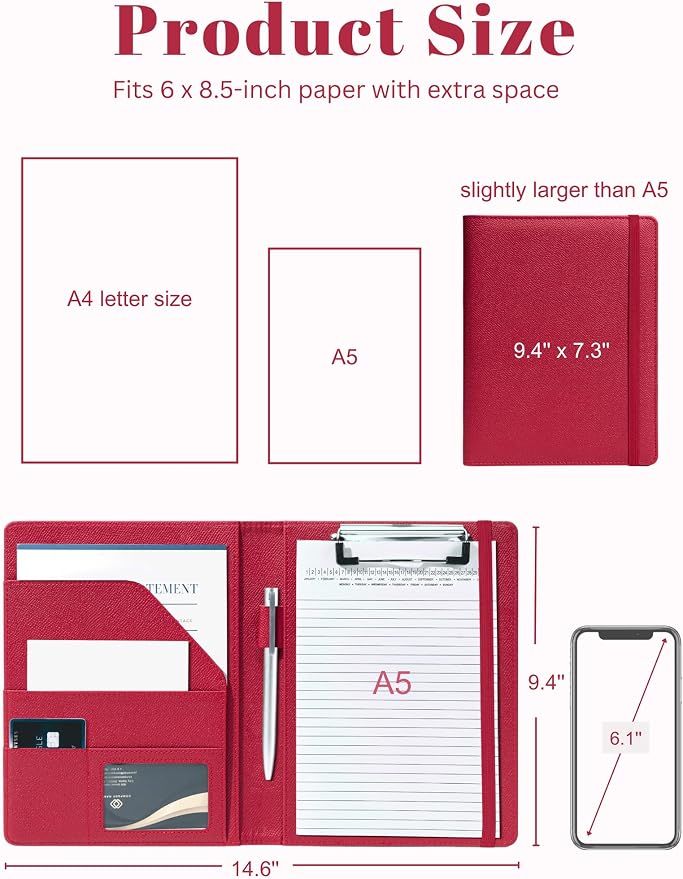 Mymazn Junior Padfolio Portfolio Folder, Small A5 Clipboard - Image 3