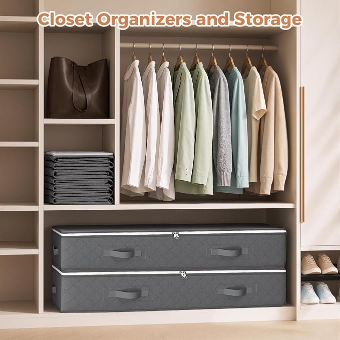 90L Under Bed Storage Containers, 6 Pack Underbed Closet Storage Organizer - Image 4