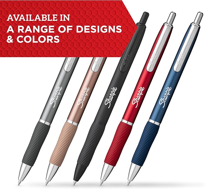 Sharpie S-Gel Pens, Sleek Metal Barrel, Matte Black, Medium Point - Image 2