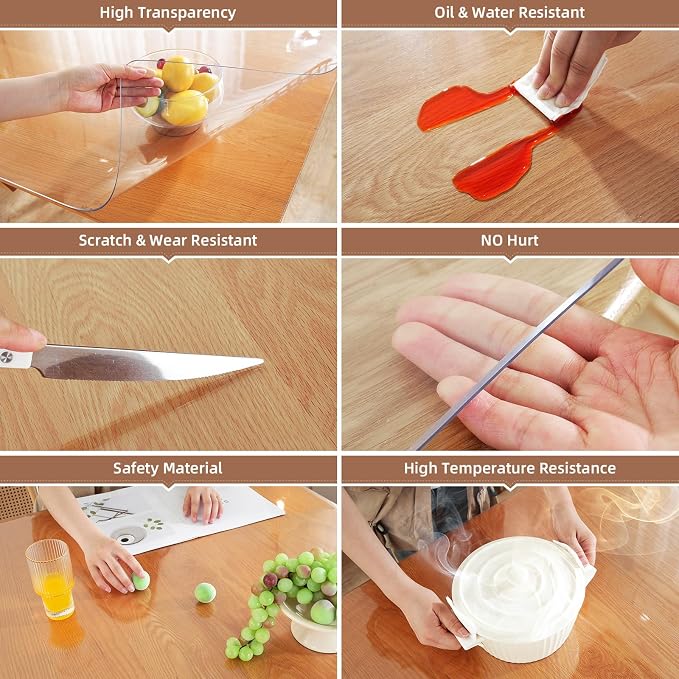 Warmstar Clear Table Protector, 2mm Thick, 28 x 72 Inch, Table Cover, Desk Mat - Image 3