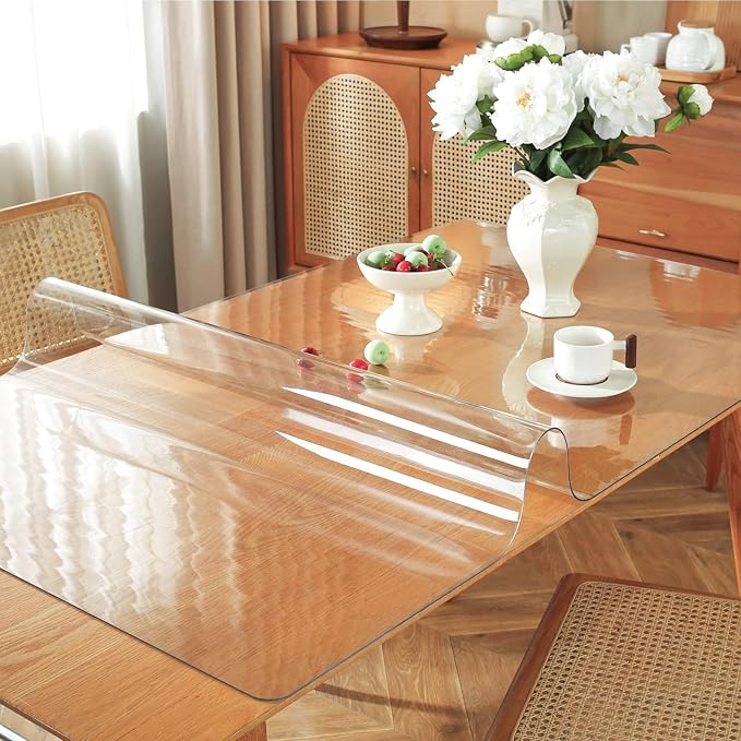 Clear Table Protector 35.4 x 59 Inch, 1.5mm Thick Plastic Table Cover, - Image 2