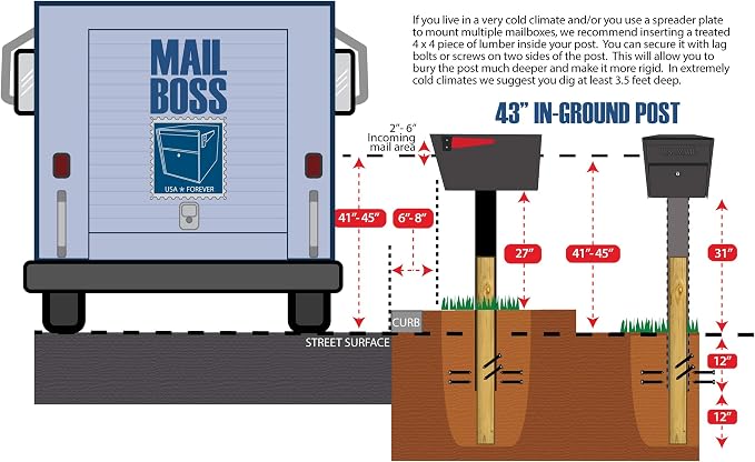 Mail Boss 7124 In- Ground Steel Mounting Mailbox Post, Wood Grain - Image 7