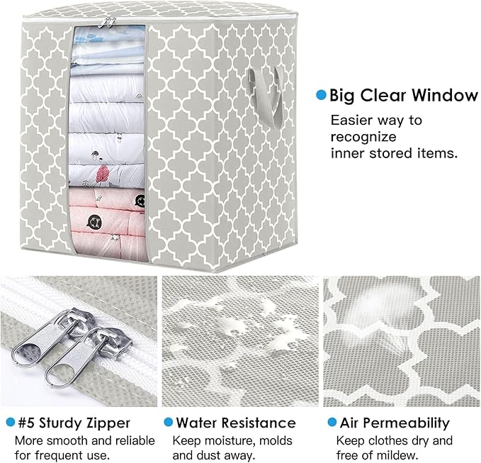 WISELIFE Storage Bags 6 Pack/100L Large Blanket Clothes Organization and - Image 2