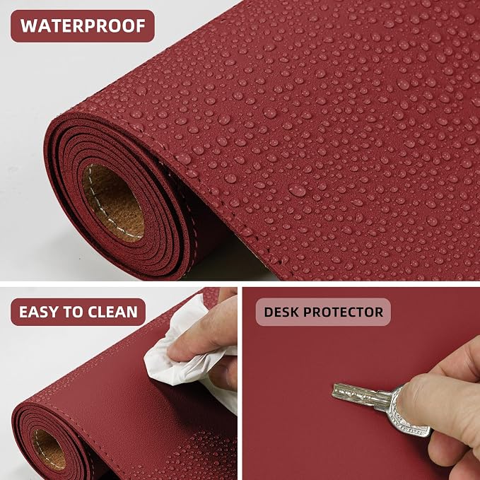 AFIING Cork Desk Mat, 31.5" x 17", Leather Desk pad | Dual-Sided Cork & PU - Image 5