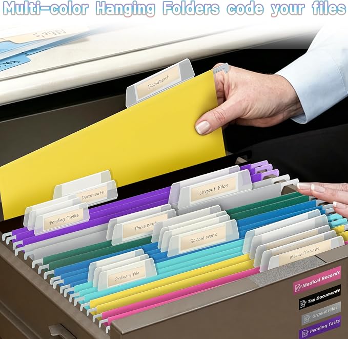 Blue Hanging File Folders, 50 Packs Reinforced Hanging Folders, Designed - Image 6