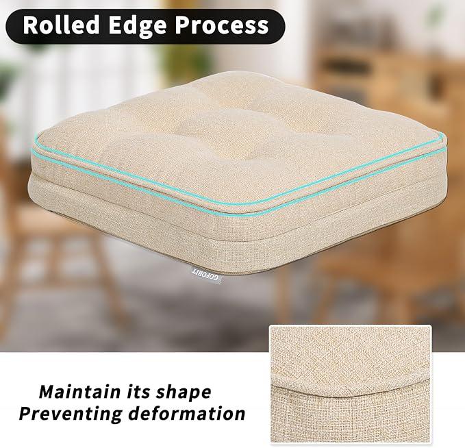 GOFORIT Chair Cushions Set of 4, Tufted Shredded Memory Foam Chair Pads - Image 5