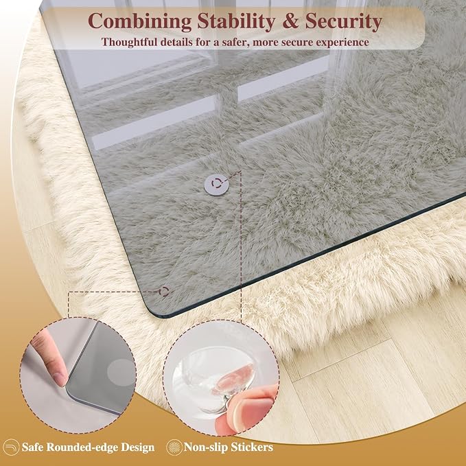 Tempered Glass Chair Mat, Hides Dirt/Fur, Noise-Free Gliding Shatterproof - Image 5