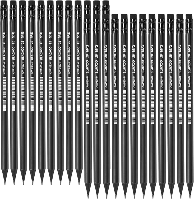 M&G BLACKOO Series 2B Wood-Cased Pencils, Bulk Black Pencils by MG