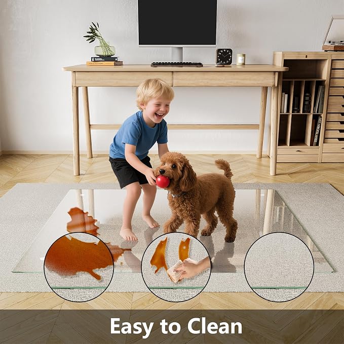Koonmi Chair Mat for Carpet, Tempered Glass 44"x58" Office Chair Mat, Glass - Image 4
