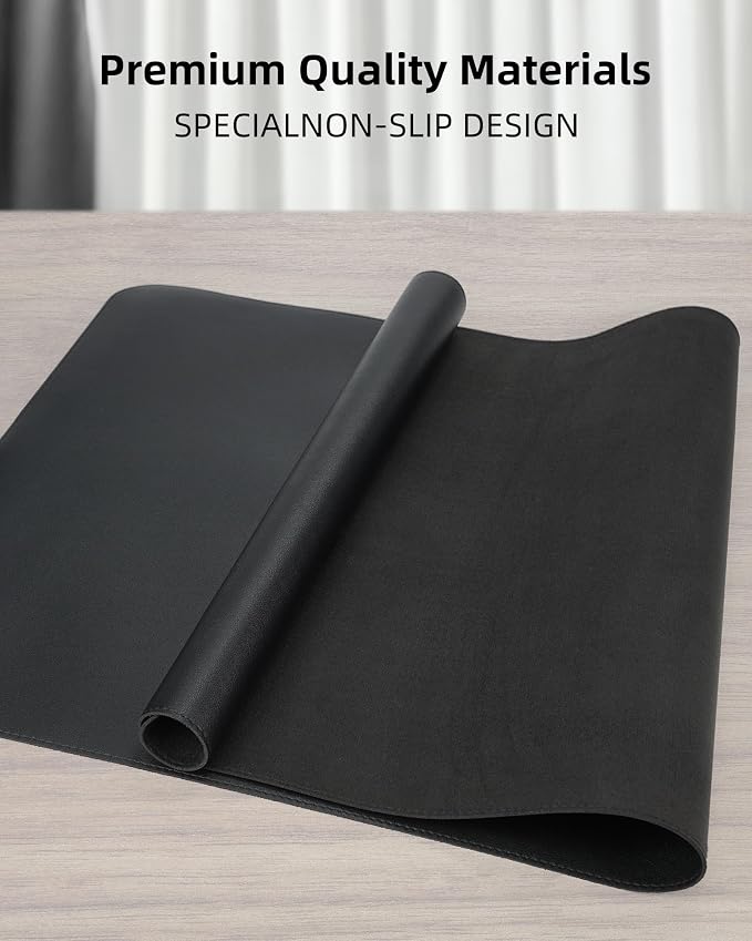 AFIING Leather Desk Protector, Large Mouse Pad, Non-Slip Blotter, Waterproof - Image 2