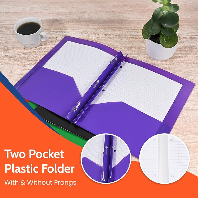 24 Pack Assorted Colors Plastic Folders - Image 7