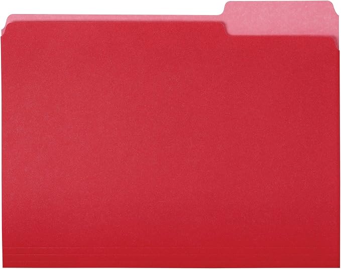 Amazon Basics File Folders, Letter Size, 1/3 Cut Tab by AmazonBasics