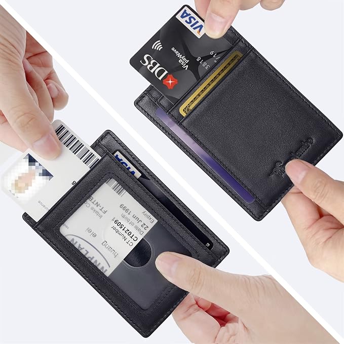 Travelambo Front Pocket Minimalist Leather Slim Wallet RFID Blocking Medium Size - Image 3