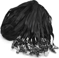 Beebel Black Lanyards 100 Pack Nylon Flat Badge Lanyard Bulldog Clip by Beebel