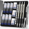 WUO 0.9mm Mechanical Pencil Set, 1 Eraser Pen, 12 Eraser Refills, Storage Case by WUO