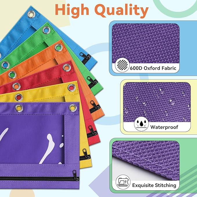 Pencil Pouch for 3 Ring Binder, Bulk 36 Pack 3-Holes Zipper Pencil Pouches in - Image 4