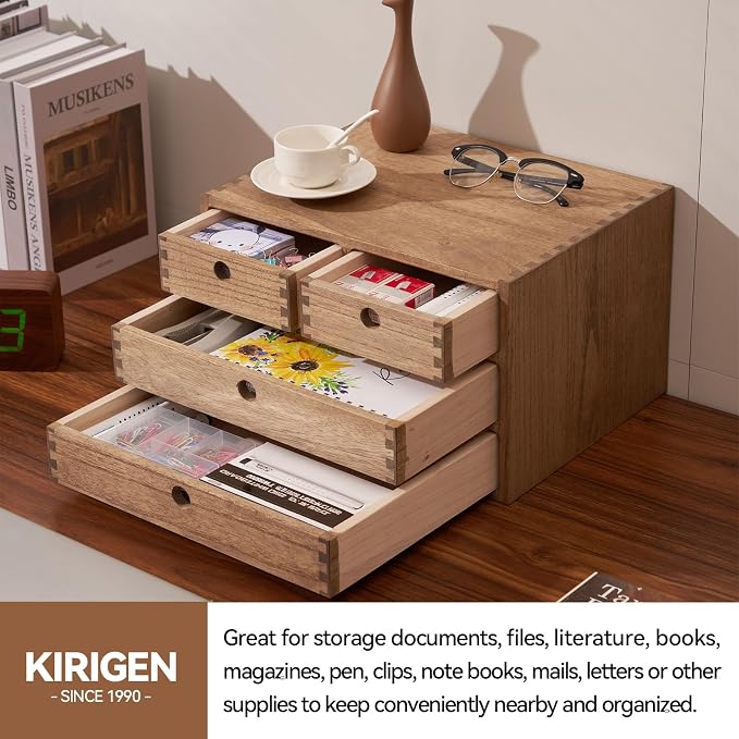 KIRIGEN Wood Desktop Storage Cabinet - Image 5