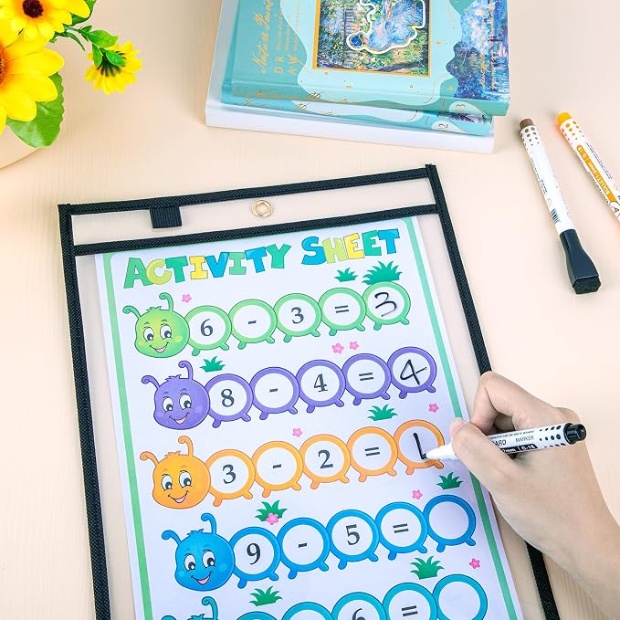 AKONEGE 30 Pack Oversized Dry Erase Pocket Sleeves Reusable 10 x 13 Inches - Image 7
