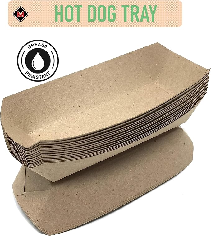 Mr Miracle 7 Inch Paper Hot Dog Tray in Kraft Paper. Pack of 100. Disposable - Image 5