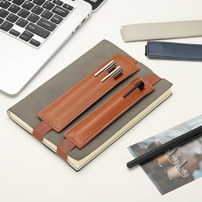PATIKIL 2Pcs Elastic Notebook Pen Holder, Adjustable Hold 2 Pen Holder PU - Image 5