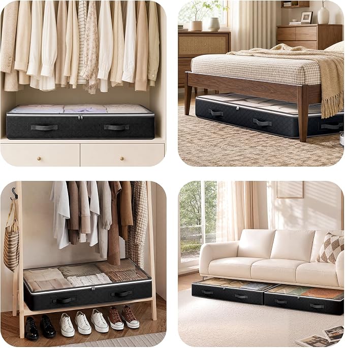 6 Pack Under Bed Storage Containers Organizer, Large Capacity Underbed Clothes - Image 8