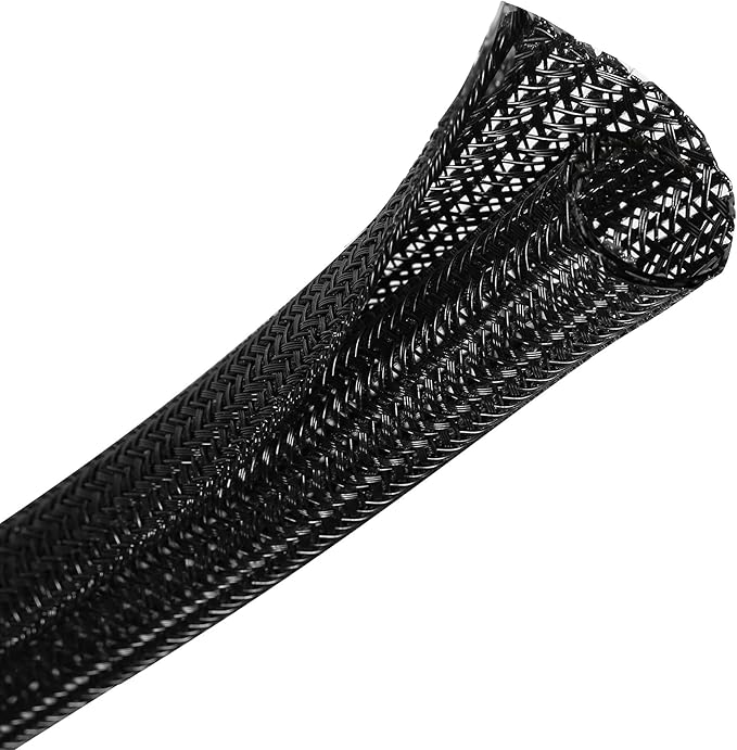 10ft - 1/2 inch Braided Cable Management Sleeve Cord Protector - Self-Wrapping by CrocSee