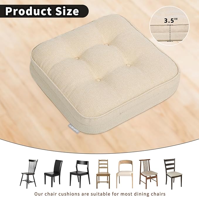GOFORIT Chair Cushions Set of 4, Tufted Shredded Memory Foam Chair Pads - Image 4