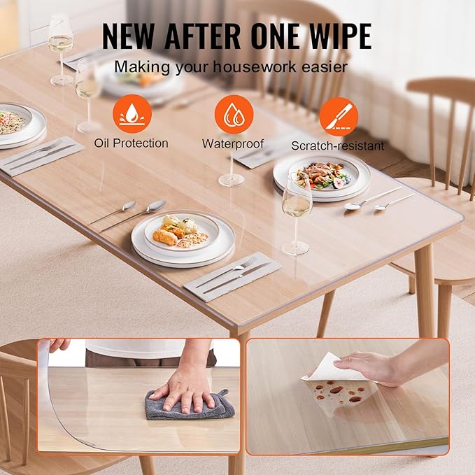 VEVOR Plastic Table Cover, 24 x 48 Inch 2.0 mm Thick Clear PVC Desk Mat - Image 4