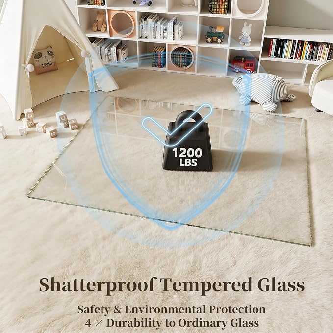 Tempered Glass Chair Mat for Carpet，30"x42" Office Mats for Rolling Chairs - Image 2