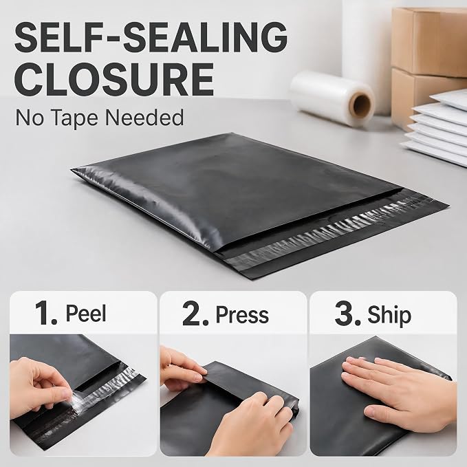 6"x9" Poly Mailers，Black Shipping and Envelope Bags Pack of 25 - Image 6