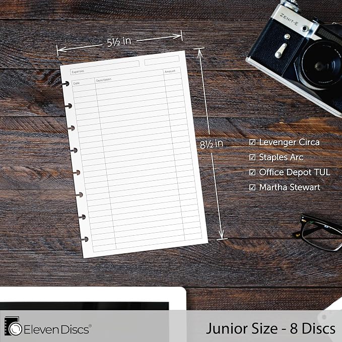 Eleven Discs Discbound Paper, Junior Size Expense Log Sheets - Image 4