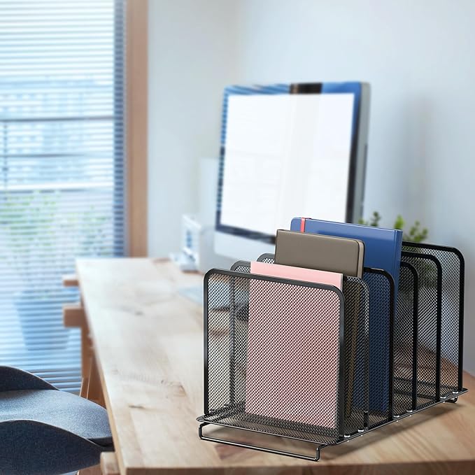 Simple Houseware Expandable 5 Section Upright File Sorter Organizer - Image 4