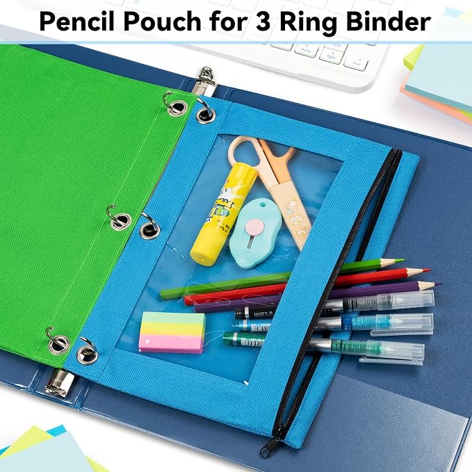 Pencil Pouch for 3 Ring Binder, Bulk 36 Pack 3-Holes Zipper Pencil Pouches in - Image 2