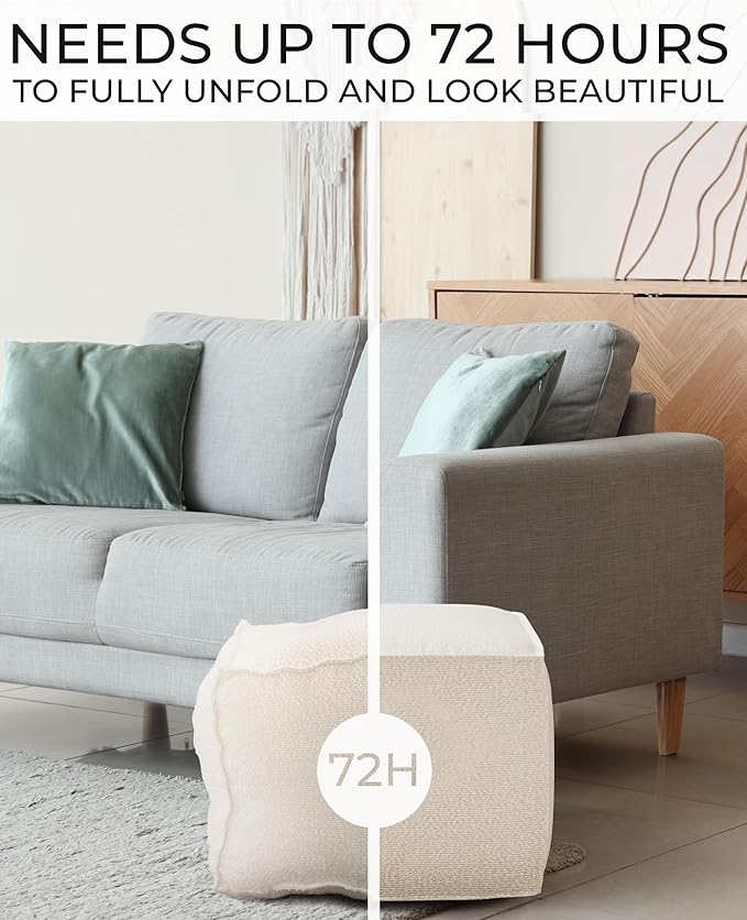 ZICOTO Beautiful Boucle Pouf Ottoman and Foot Rest - Image 5