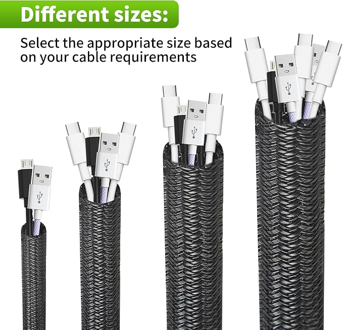 Split Wire Loom 3/8 Inch 25ft, Braided Cable Sleeve - Image 5
