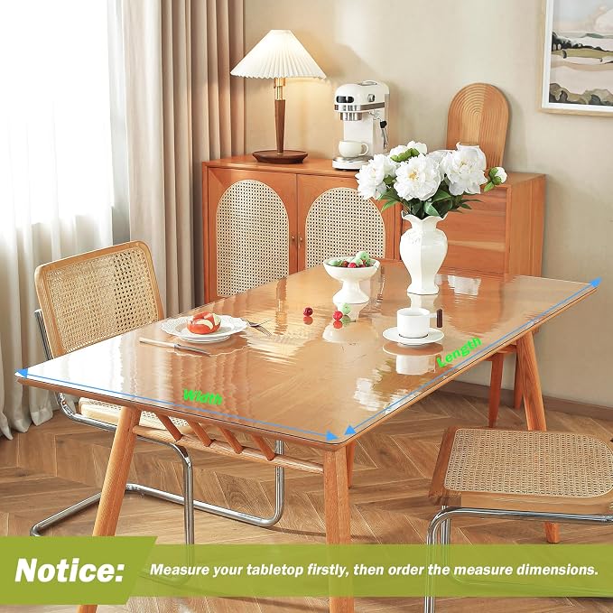 Clear Table Protector 35.4 x 59 Inch, 1.5mm Thick Plastic Table Cover, - Image 5