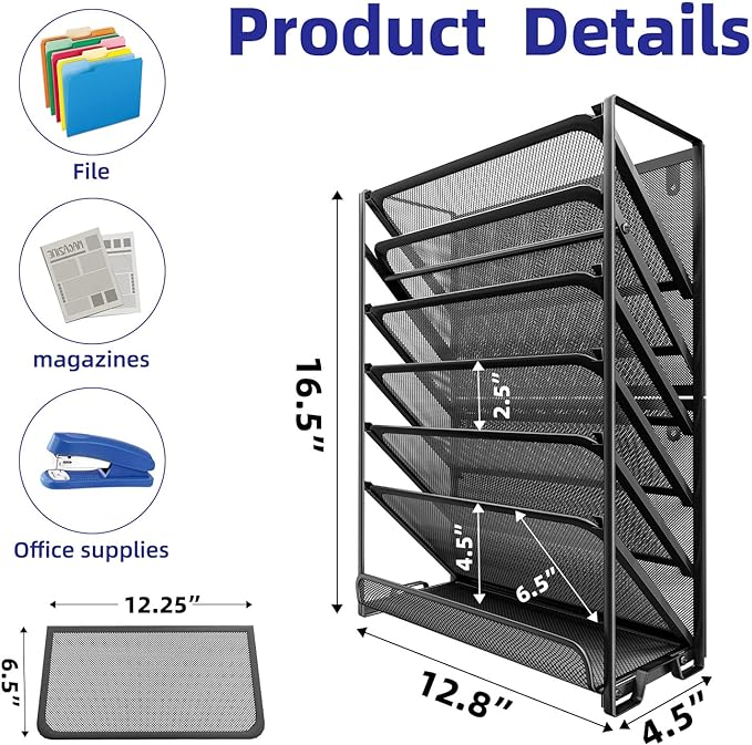Simple Trending Wall File Organizer, Mesh 7-Tier Vertical Hanging File Holder - Image 2