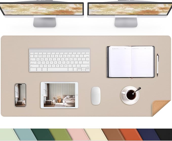 AFIING Cork Desk Mat 47" x 23.6", Dual-Sided Natural Cork & PU Leather Desk Pad by AFIING