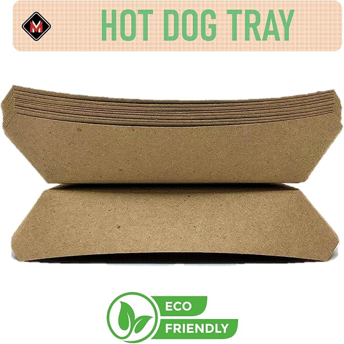 Mr Miracle 7 Inch Paper Hot Dog Tray in Kraft Paper. Pack of 100. Disposable - Image 2