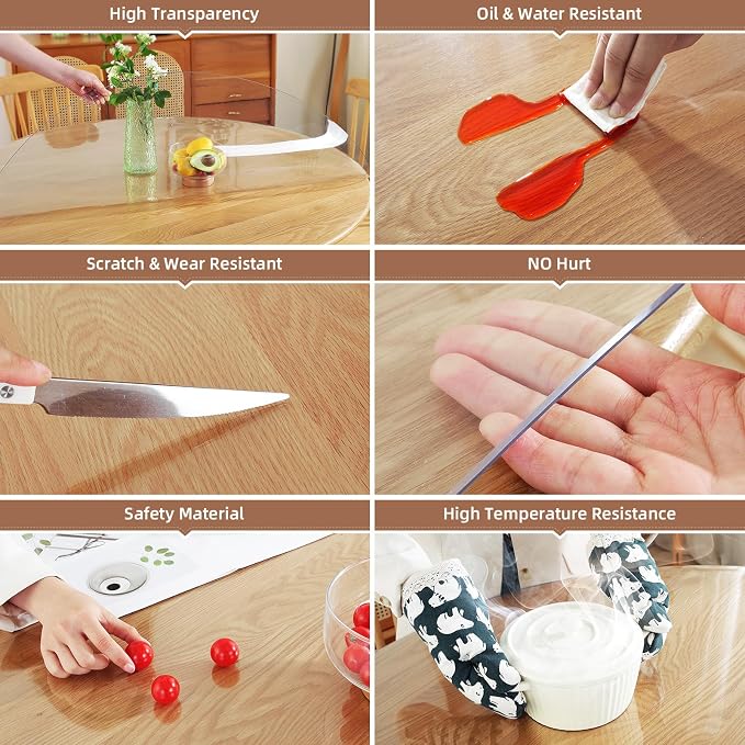 Warmstar Clear Table Protector 2mm Thick, Dia.46 Inch Round Table Cover - Image 3