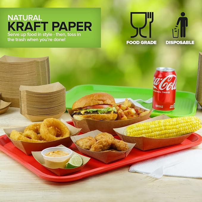 Stock Your Home Extra Large Disposable Brown Kraft Paper Food Trays, 3-Lb - Image 7