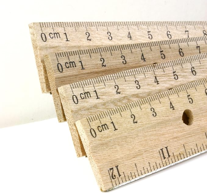 BAZIC Products 12 in Wooden Ruler, Inch & Metric, 3 Pack, single metal edge and - Image 2