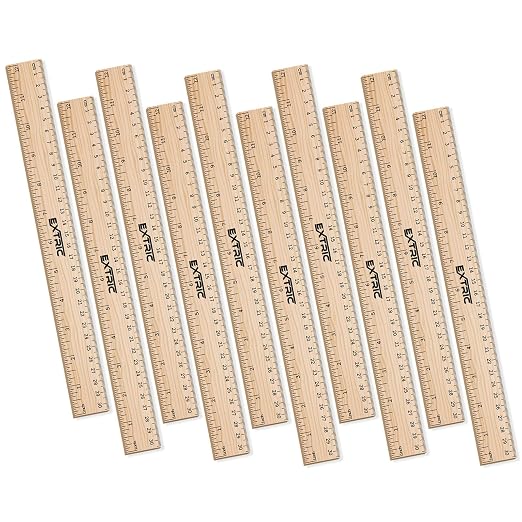 Rulers 12 Inch, Rulers Bulk for Classroom – Wooden Ruler for Kids 10 Pack Great by EXTRIC