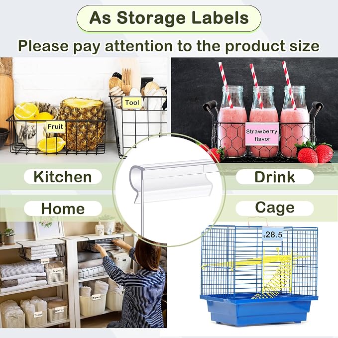Tatuo 300 Pcs Reusable Plastic Wire Shelf Label Holders, Price Card Sign - Image 5